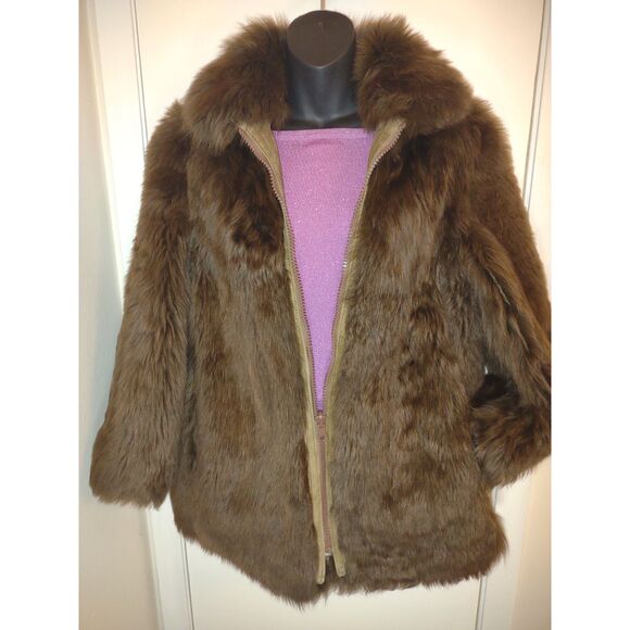 Vintage Reversible Lambskin Coat/Jacket - Brown Brand is S.A. España Piel Sz 10 - Picture 3 of 10